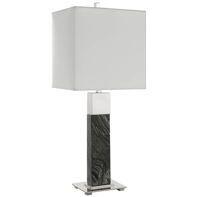 Uttermost Pilaster Black Marble Table Lamp - 27"H,   Shade 11"H x 11"W x 9"D (in)
