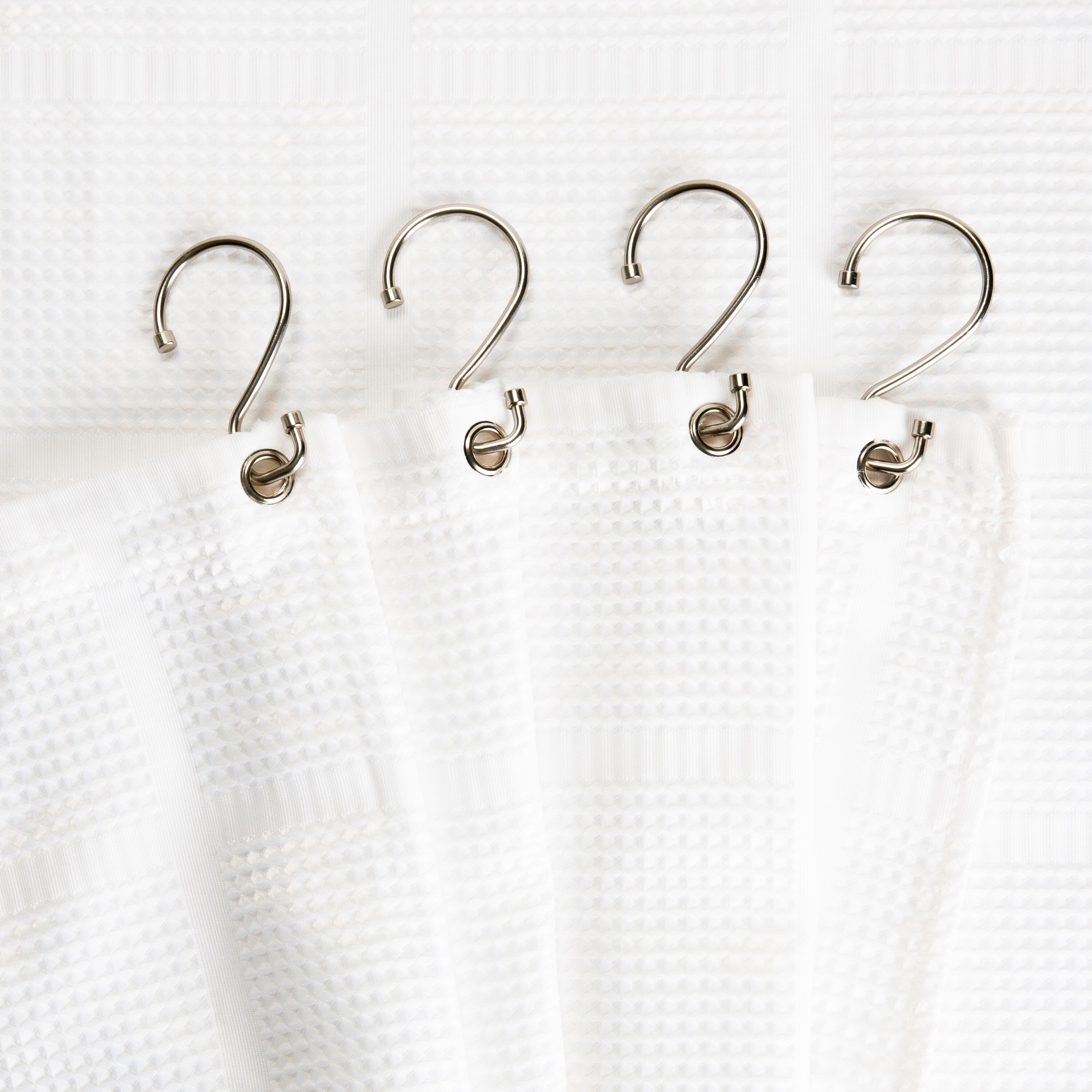 White Shower Curtain Rings, Pack of 12, White Shower Curtain Hooks