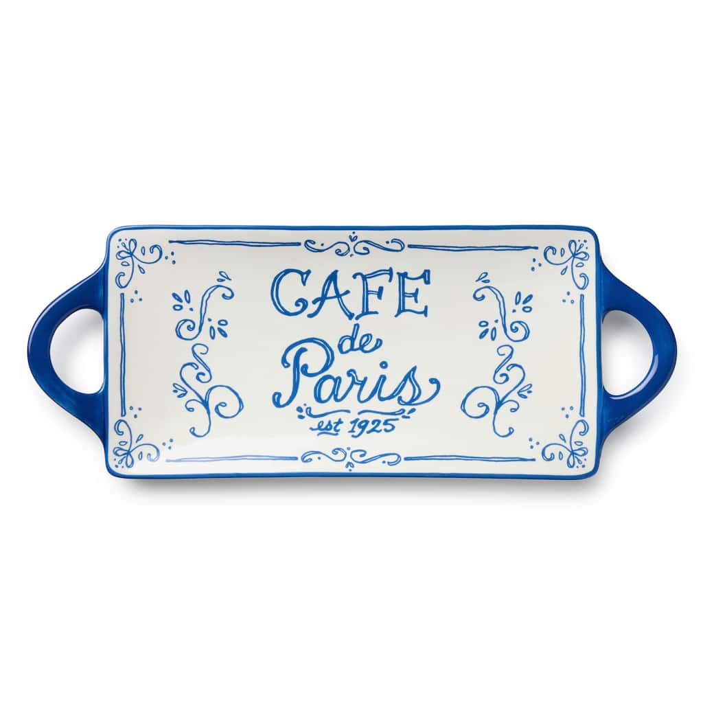 Certified International Bistro Rectangular Handled Tray - 15.75"L x 6.50"W x 1.50"H