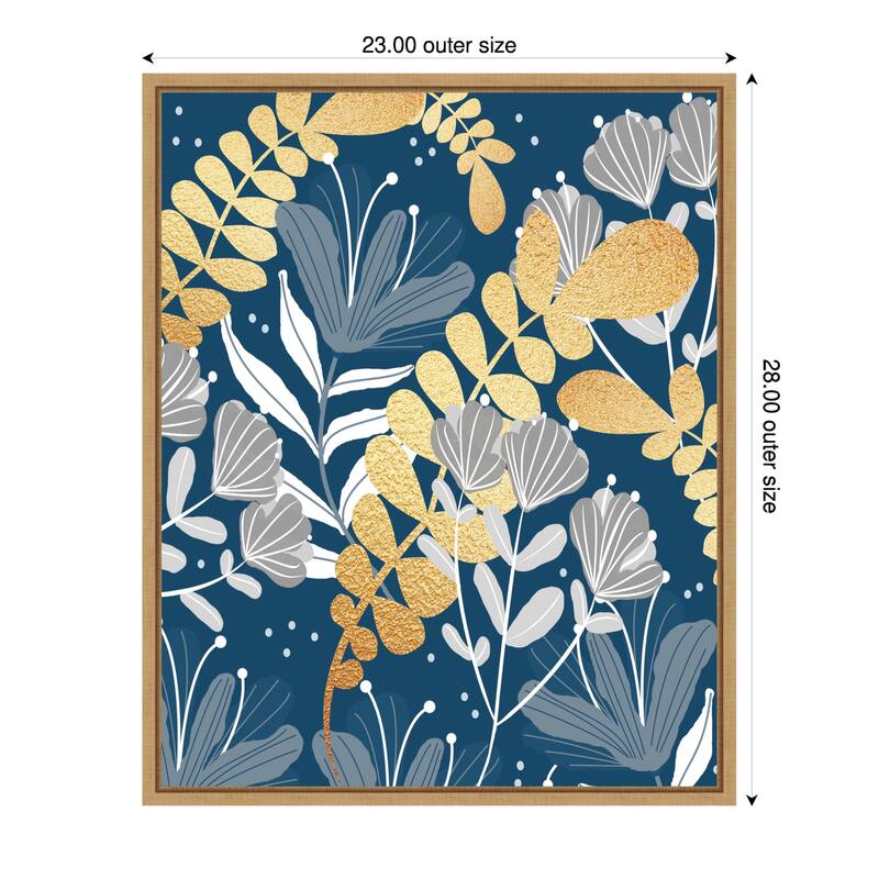 Blue Botanical Garden by Sannel Larson Framed Canvas Wall Art Print - 23 x 28 in