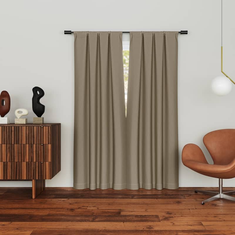 Sun Zero Prescott 2-Piece Herringbone Magnetic Closure Total Blackout Rod Pocket Curtain Panel Pair