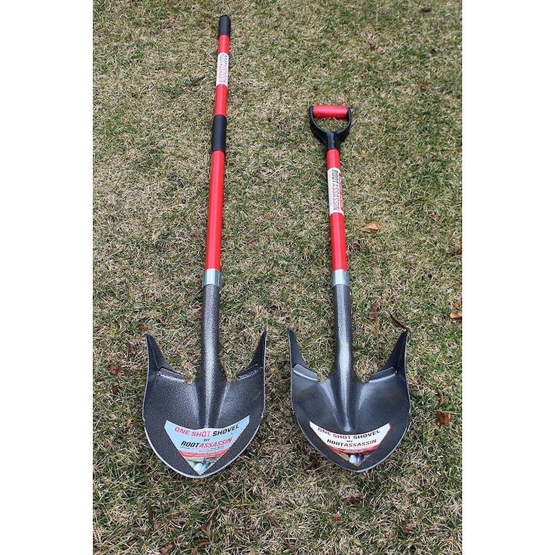 ROOT ASSASSIN 60-Inch One Shot Garden Shovel, Red/Grey