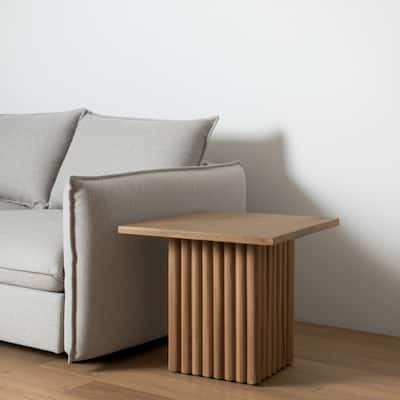 HomeRoots 22" Brown Solid Wood Square Block End Table - 24' X '22' X '24