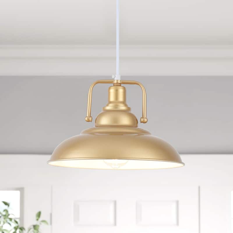 1-Light Rustic Hanging Kitchen Pendant Light Island Ceiling Light with Metal Shade for Dining Room - Gold