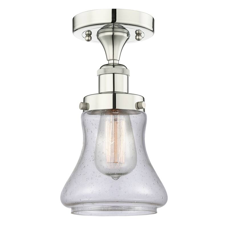 Innovations Lighting Bellmont - 1 Light 7" Semi-Flush Mount - Polished Nickel/Seedy