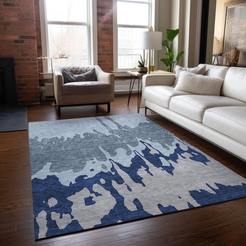Machine Washable Indoor/ Outdoor Modern Abstract Chantille Rug