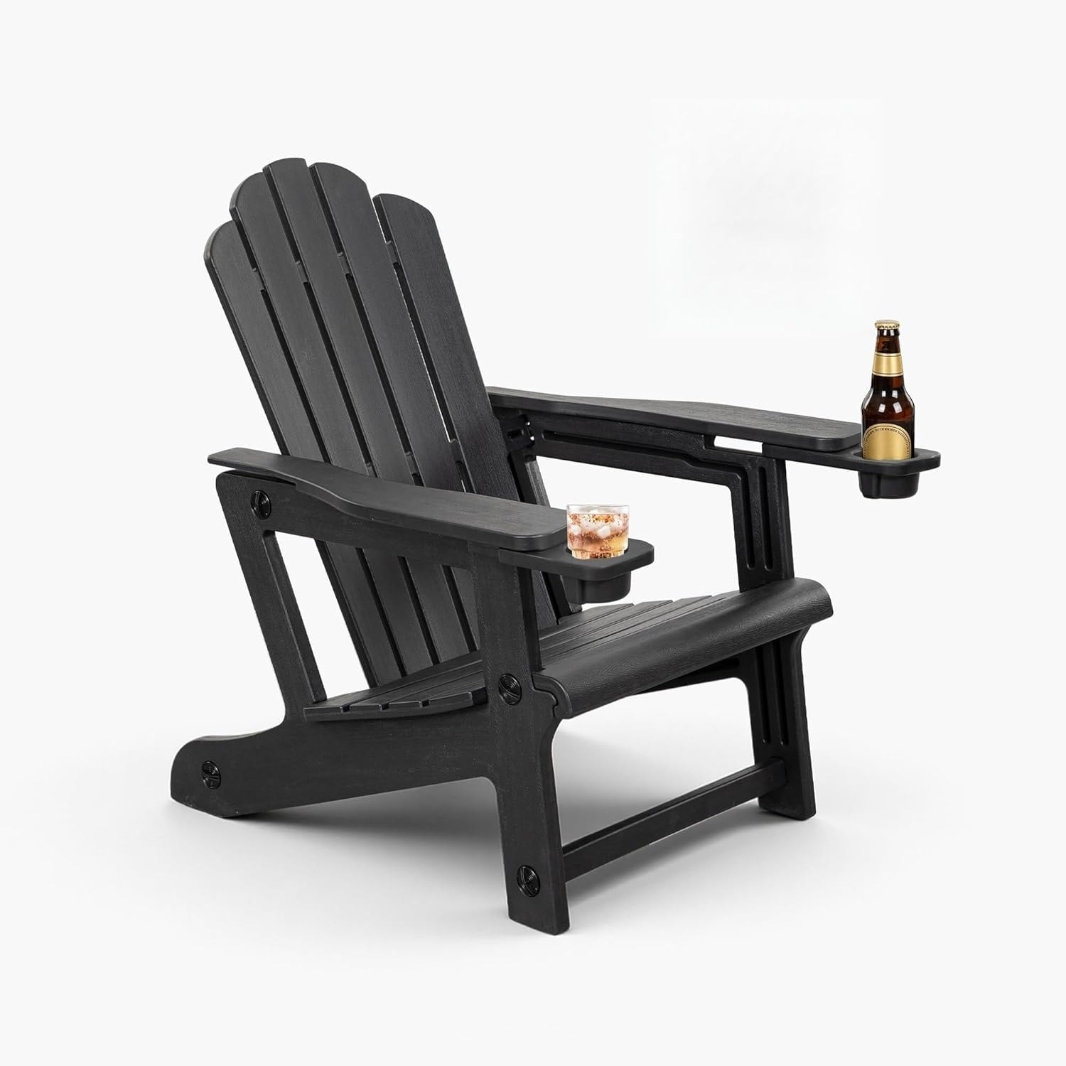 PURPLE LEAF All-Weather HDPE Adirondack Chair - Oversized Seat, Dual Cup Holders for Patio Garden - 19.3"D x 22.4"W x 36"H