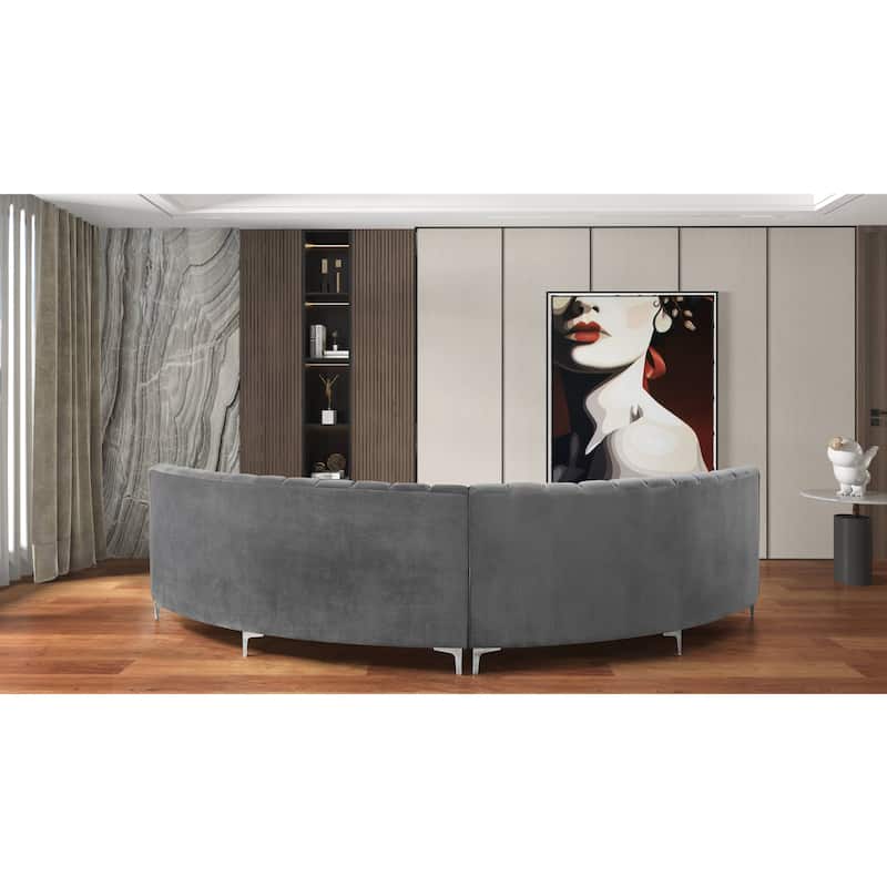 142"Velvet Fabric Curve Sectional Sofa - 142"