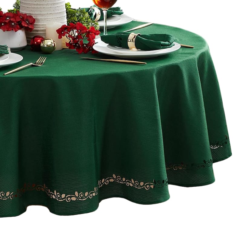 Holly Scroll Laser Cut Tablecloth - 70" Round