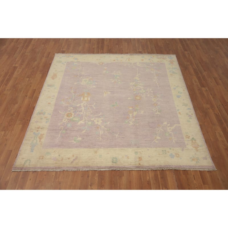 Hand Knotted Oriental 100% Wool Carpet Traditional Floral Purples Ziegler Area Rug - 7' 0'' X 6' 7''