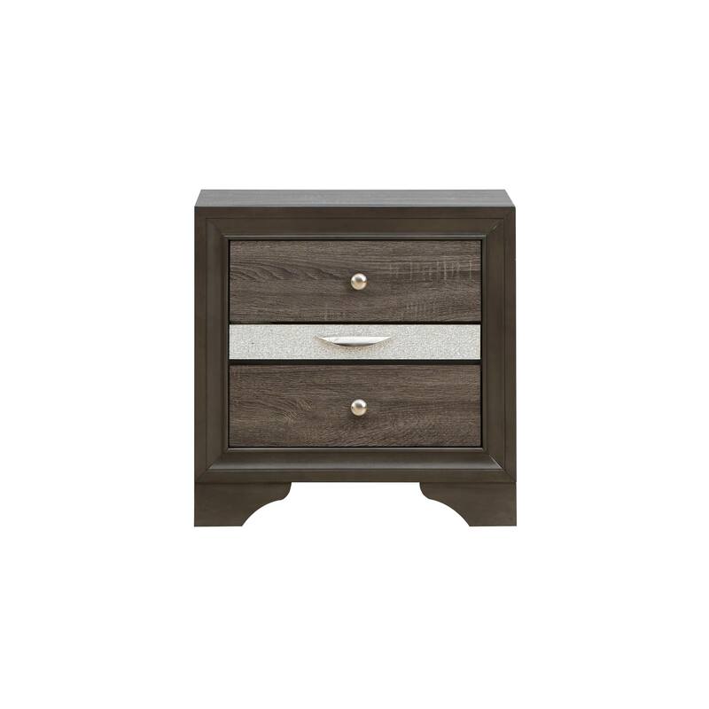 Grey Nightstand with 26x26x17 Dimensions, Modern Bedside Table with Smooth Finish, No Assembly and Storage Space