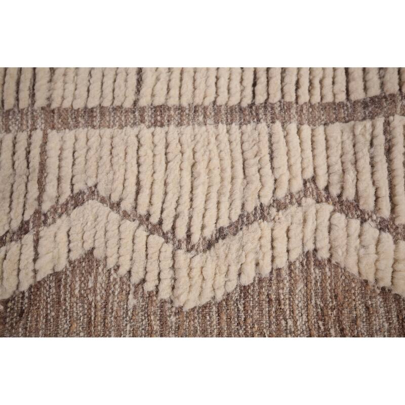 Ivory Moroccan Oriental Large Area Rug Handmade Wool Carpet - 11'8"x 15'1"