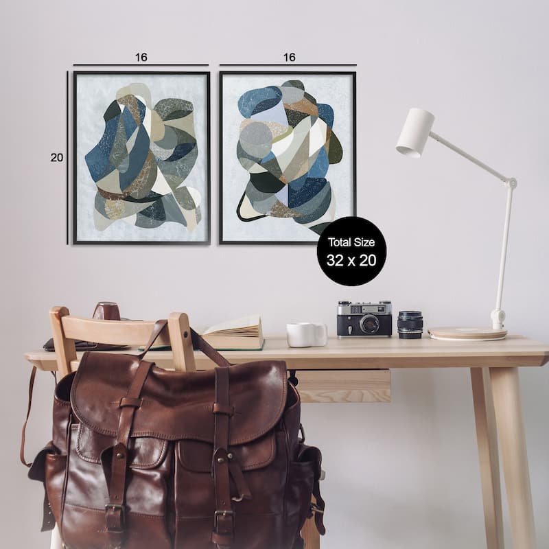 Stupell Neutral Geometric Patterns Framed Giclee Art Design By Coco Good (Set of 2)