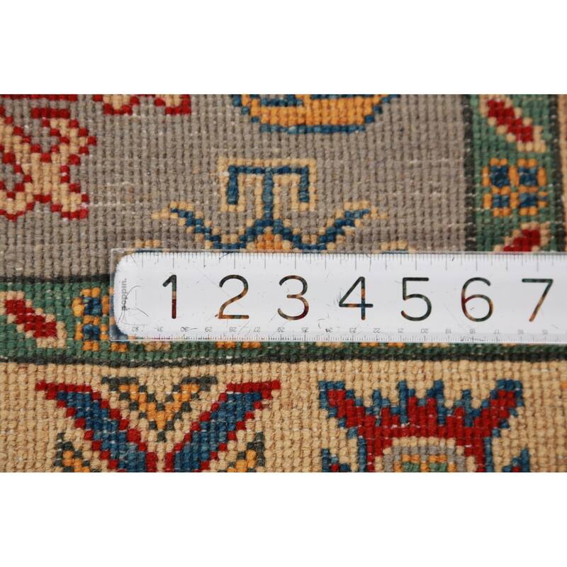 Geometric Kazak Accent Rug Handmade Wool Carpet - 2'10"x 4'2"