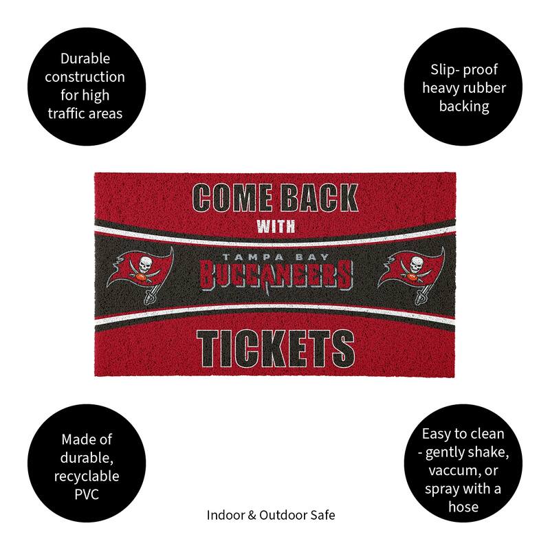 Tampa Bay Buccaneers 28 in. x 16 in. PVC "Come Back With Tickets" Trapper Door Mat