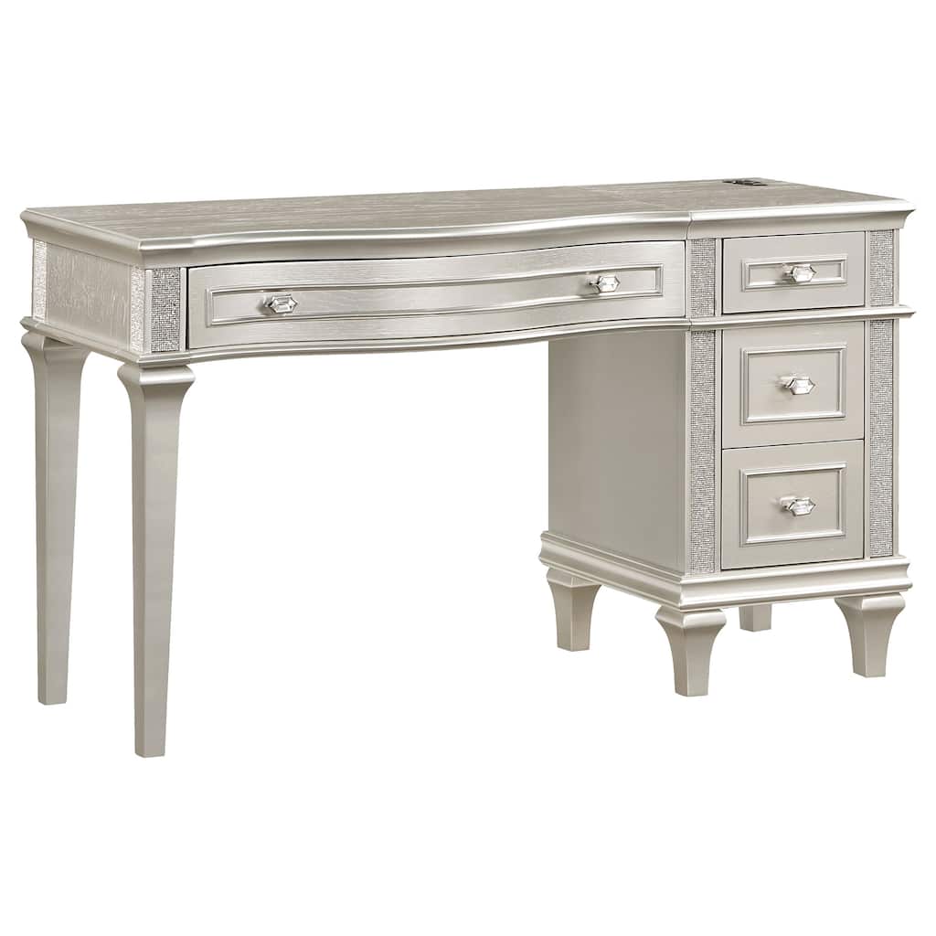 Evangeline 4-drawer Vanity Desk Makeup Table Silver Oak