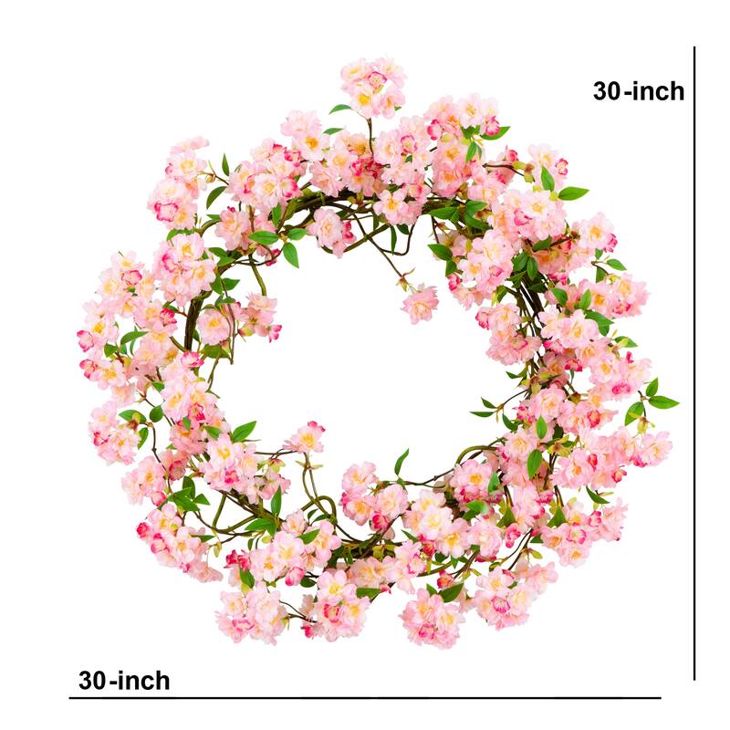 30-in Artificial Pink Cherry Blossom Wreath