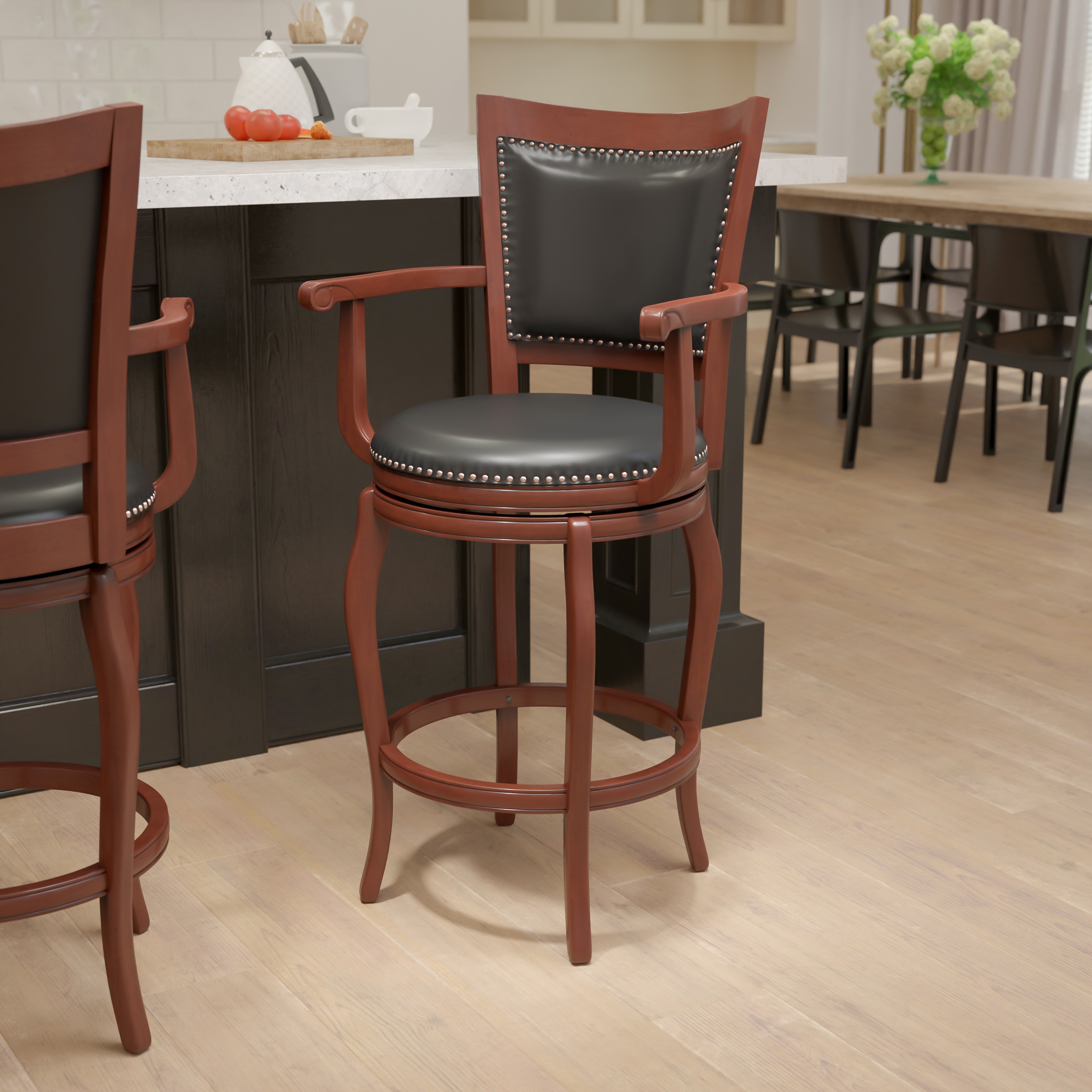 Swivel counter stools online with backs and arms