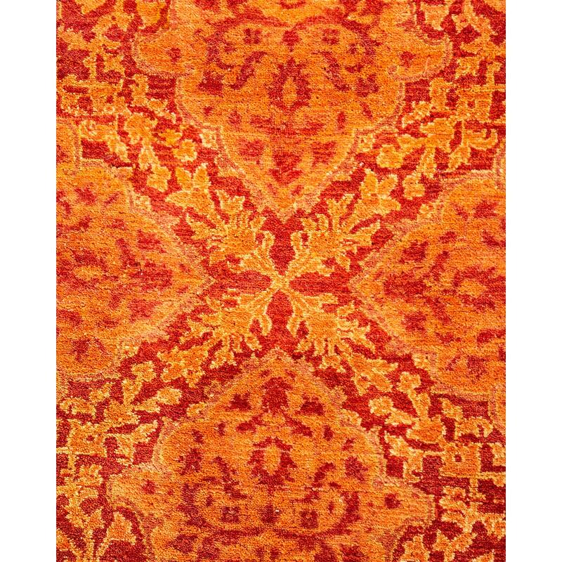 Overton Hand Knotted Wool Traditional Oriental Orange Round Area Rug - 6' x 9'