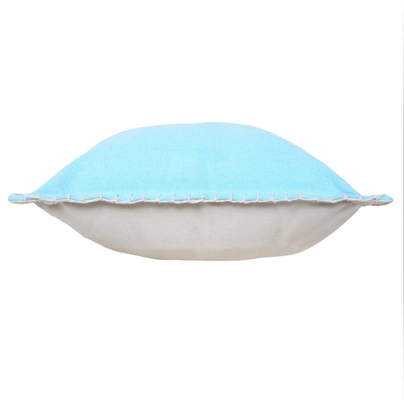 HomeRoots 20" X 20" Bright Blue 100% Cotton Zippered Pillow
