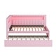 preview thumbnail 17 of 16, Twin Size Upholstered Platform Bed w/ USB Ports & LED Belt w/ Trundle, White