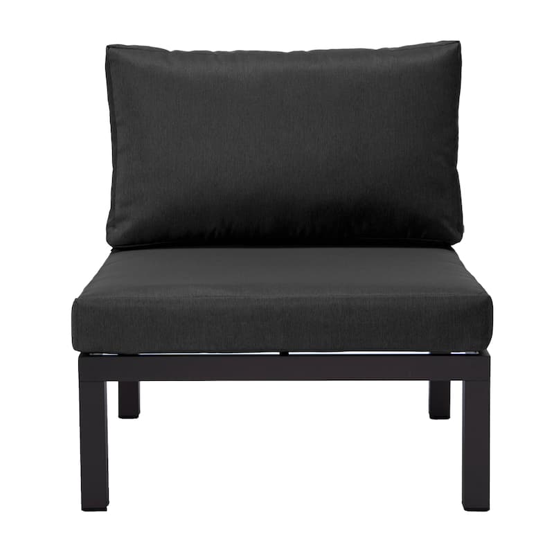 LeisureMod Hamilton 4-Piece Modern Patio Chair Polyester Upholstered Sofa for Indoor Outdoor Porch Garden Backyard Pool