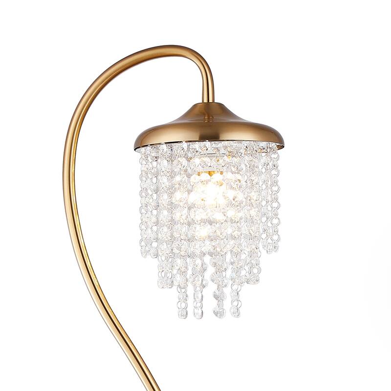 58-inch Modern Crystal Gold Arched Floor Lamp for Living Rooms