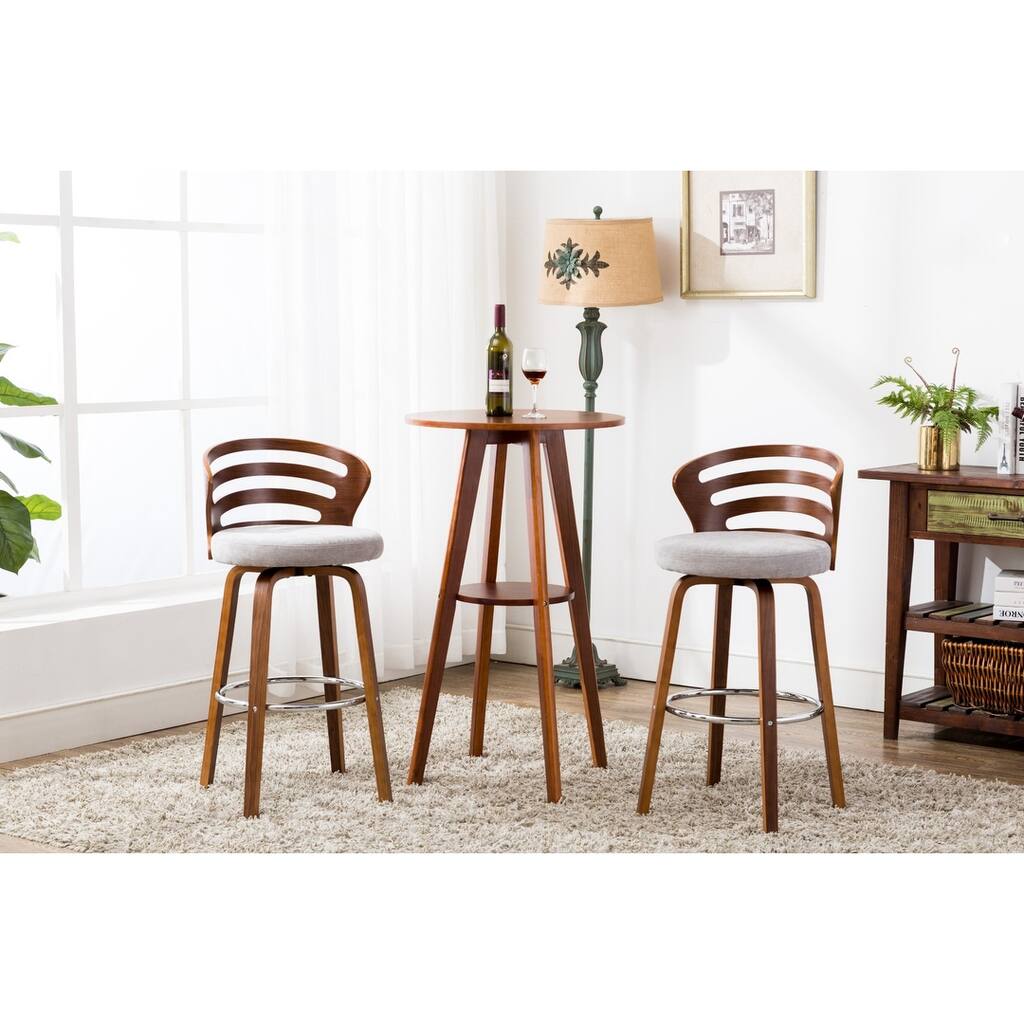 Porthos Home Elora Swivel Bar Stool - Wooden Legs & Fabric Upholstery