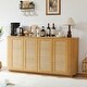 preview thumbnail 2 of 9, Boho Rattan Sideboard Buffet Storage Cabinet with Adjustable Shelves, Rounded Corners Buffet Cabinet Living Room Accent Cabinet