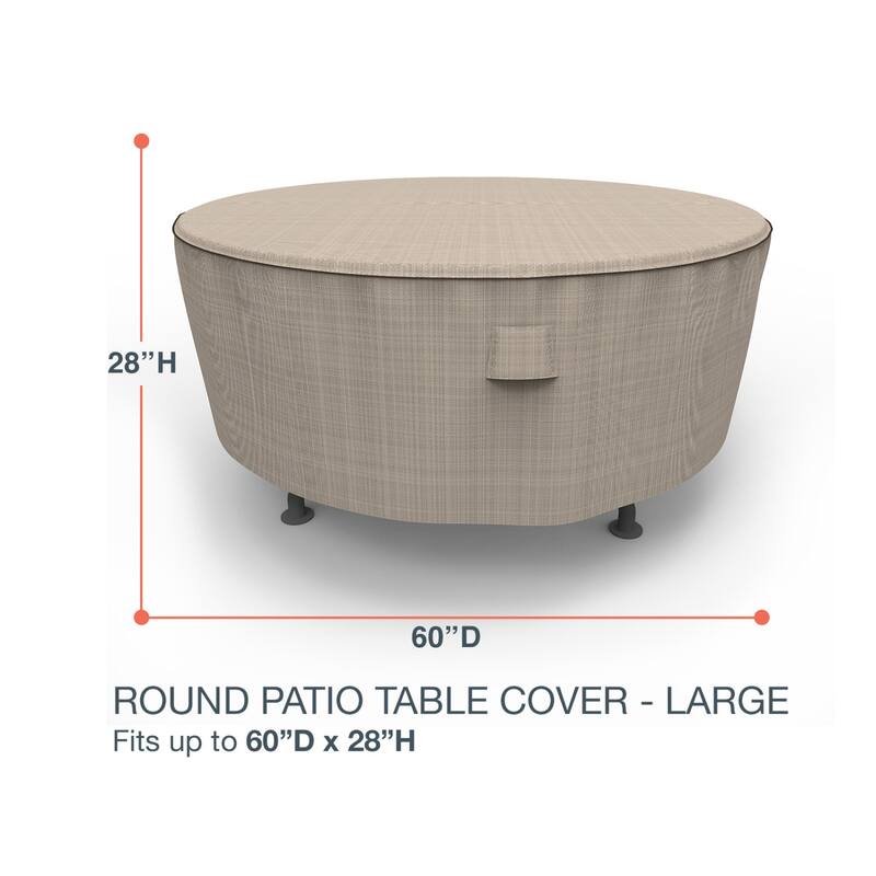 Budge StormBlock™ Mojave Black Ivory Round Patio Table Cover Multiple Sizes - Large - 60"Diameter x 28"High