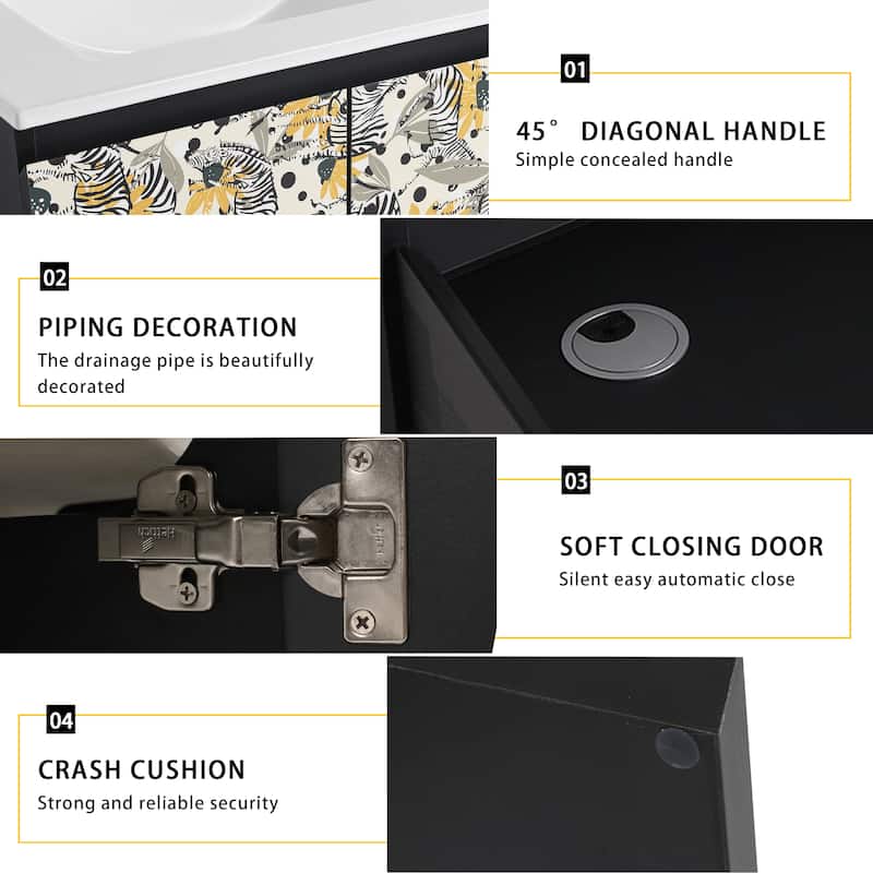 24'' Floating Wall-Mounted Bathroom Vanity With Ceramics Sink & Soft-Close Cabinet Door