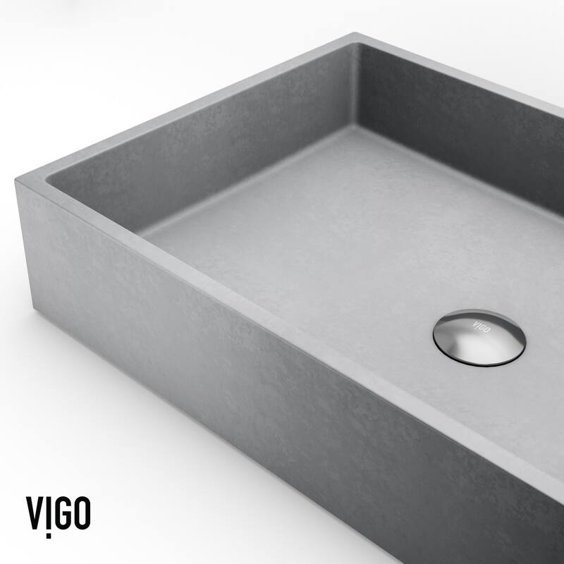 Vigo VG04070 Orvieto Gothic 24" L x 15" W x 5" H Rectangular Concrete