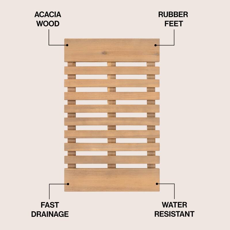 Paige Acacia Wood Slat Natural Indoor/Outdoor Shower Mat