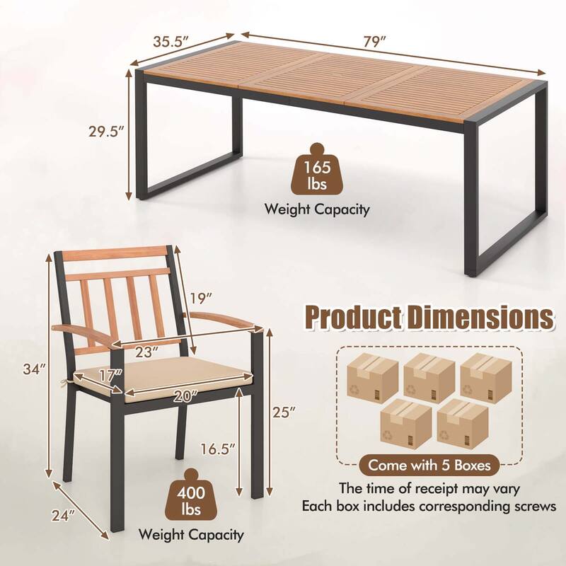 Costway 9 Pieces Patio Dining Set with Soft Cushions and 1.9" Umbrella - See Details