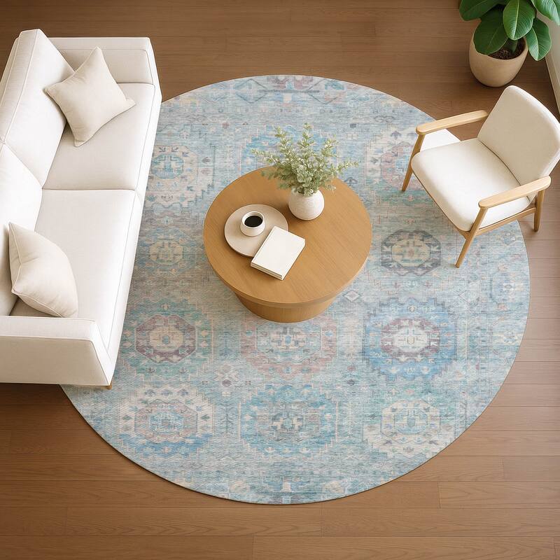 Machine Washable Indoor/ Outdoor Vintage Traditional Chantille Rug