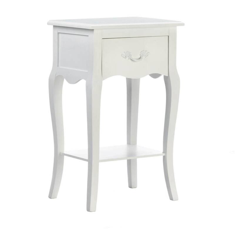 25.5" Winter White Contemporary Rectangular Accent Table