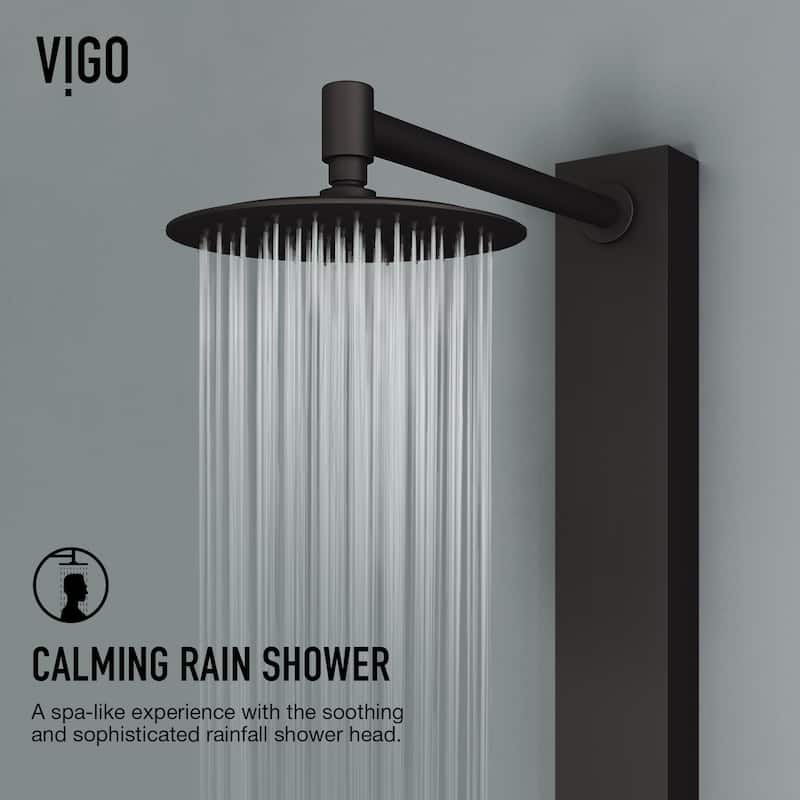VIGO Bowery 58" H x 4" W 4-Jet Shower Panel with Round Shower Head and Tub Filler