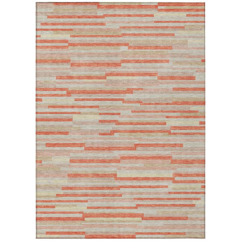 Machine Washable Indoor/ Outdoor Chantille Stripes Modern Rug