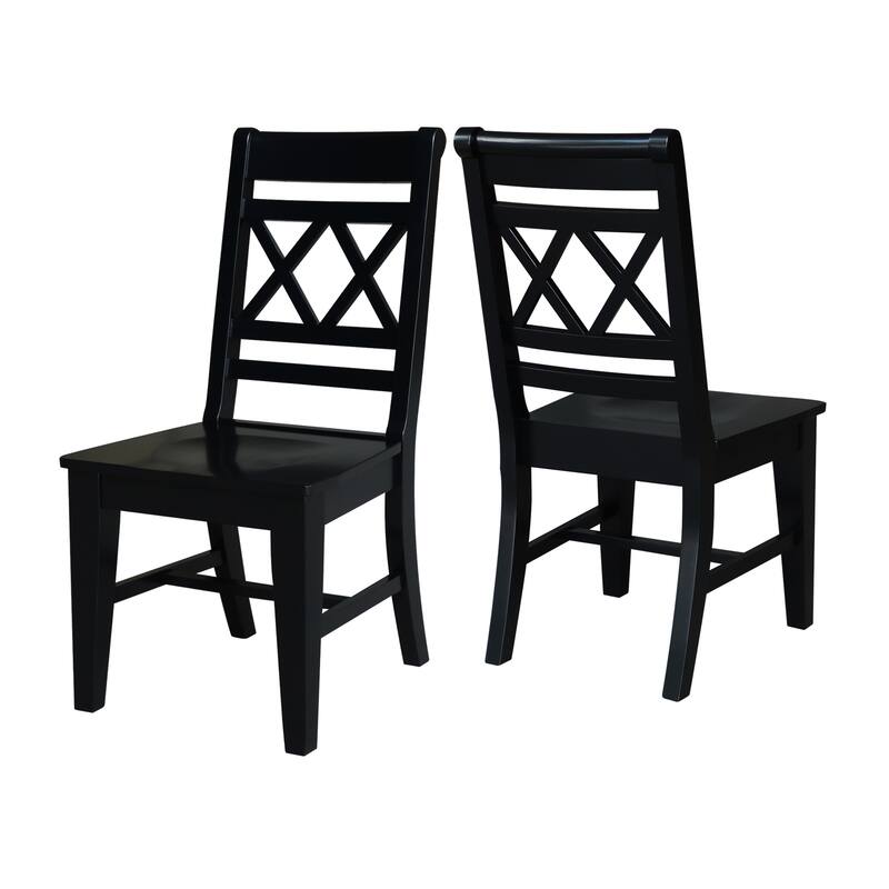 Solid Wood Double X-Back Dining Chairs, Set of 2
