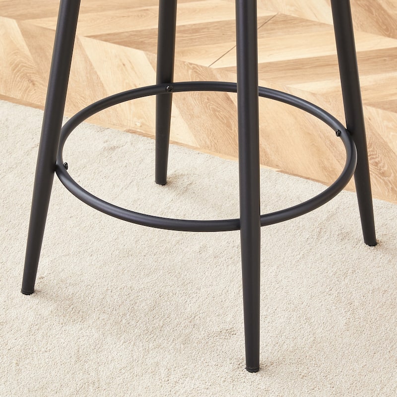 Counter Height Bar Stools Set of 2, Fabric Upholstered Bar Stools with Open Back, Kitchen Island Chairs with Footstool