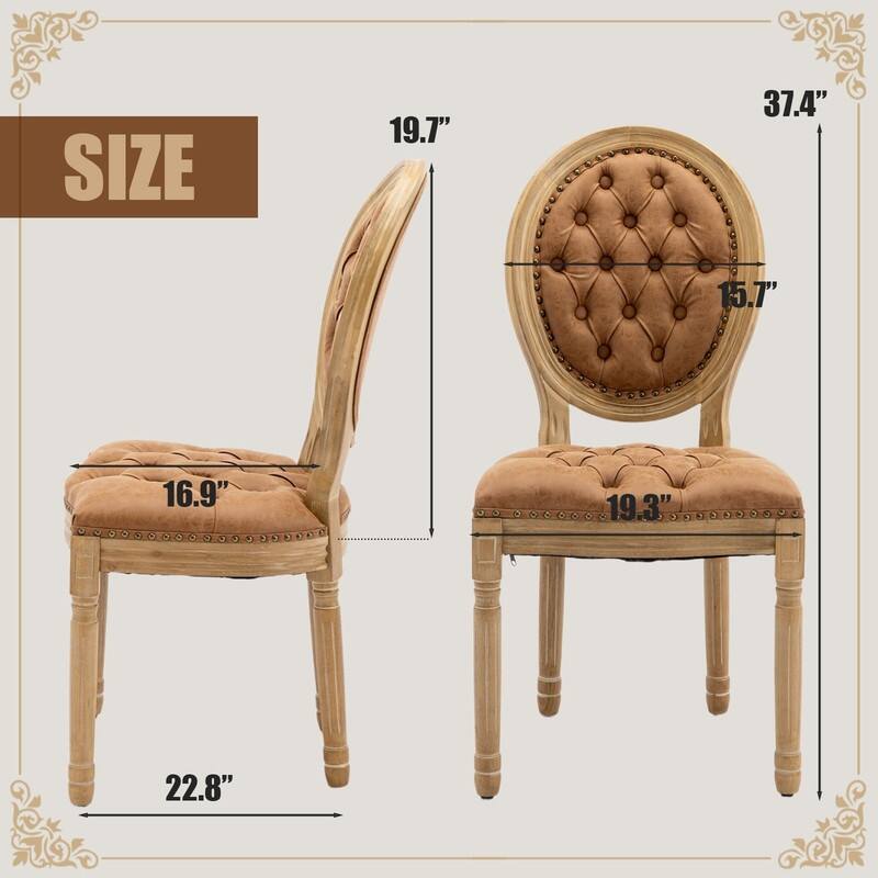 Upholstered French Style Nailhead Dining Chairs(Set of 4)