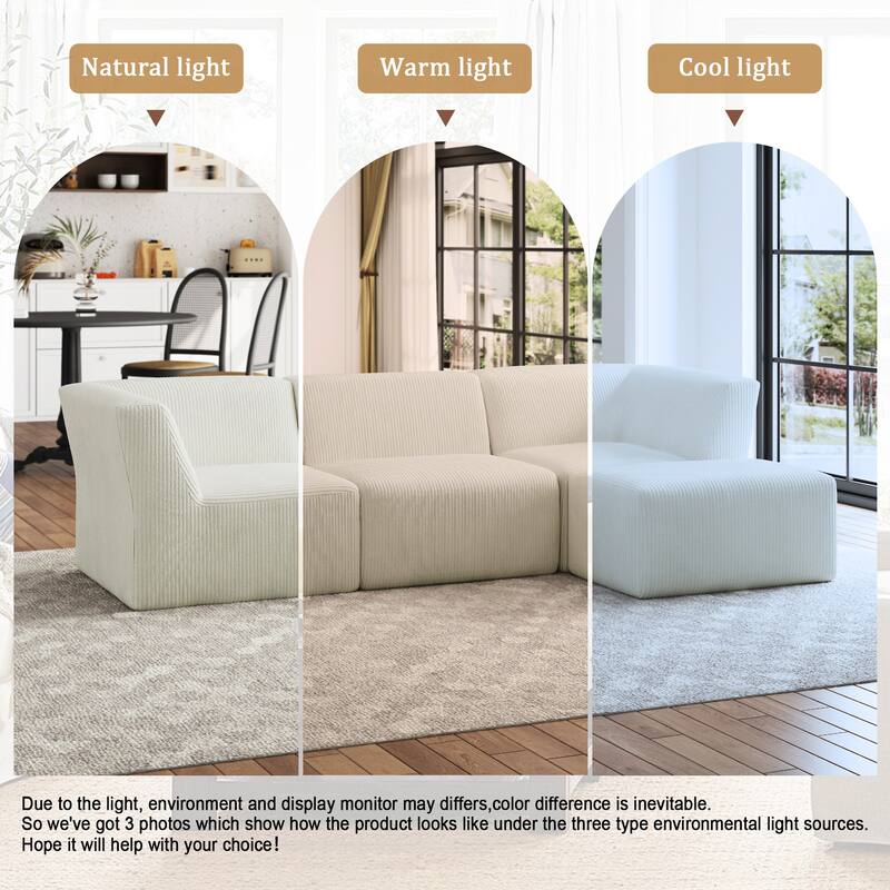 Modern Corduroy Fabric Loveseats Sofa Sectional Sofa