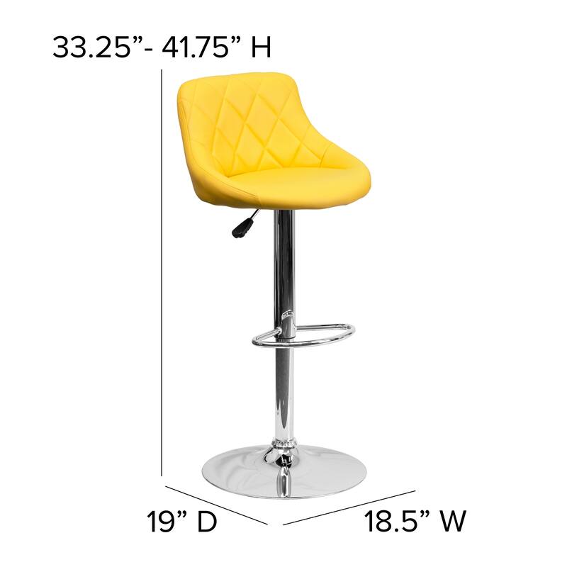 Diamond Pattern Vinyl Bucket Seat Adjustable Barstool - 18.5"W x 19"D x 33.25" - 41.75"H