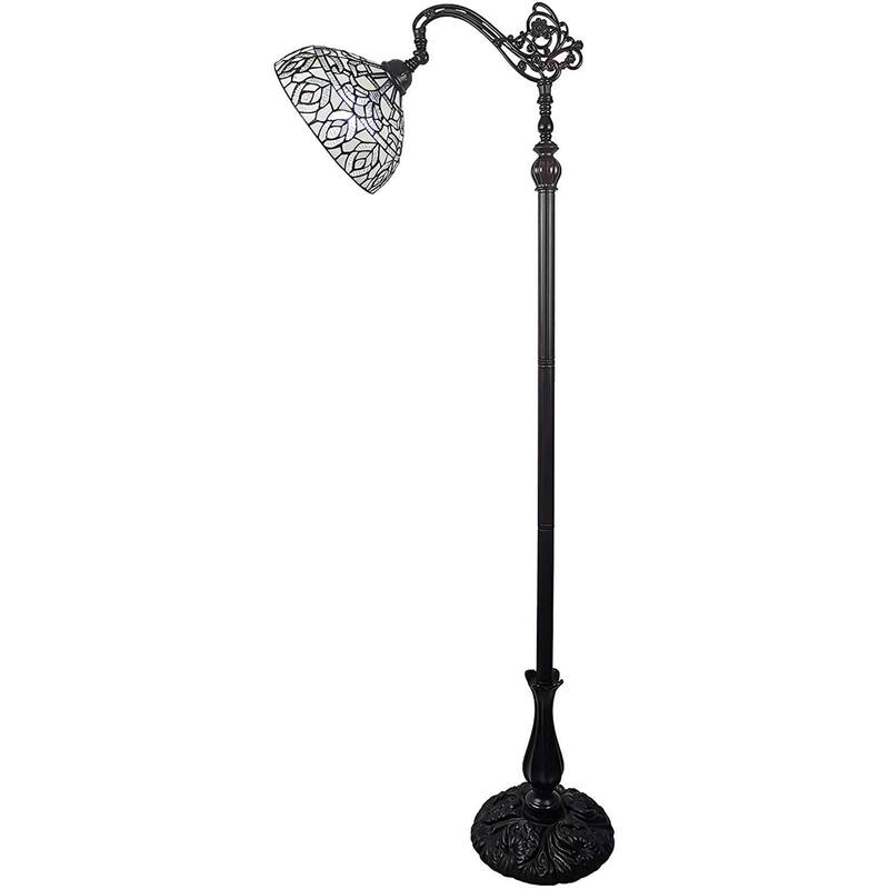 Tiffany Style Peacock Design Floor Reading Lamp Amora Lighting