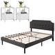 preview thumbnail 21 of 49, VECELO 3-Pieces Modern Upholstered Bed with Height Adjustable Headboard and Nightstands Sets