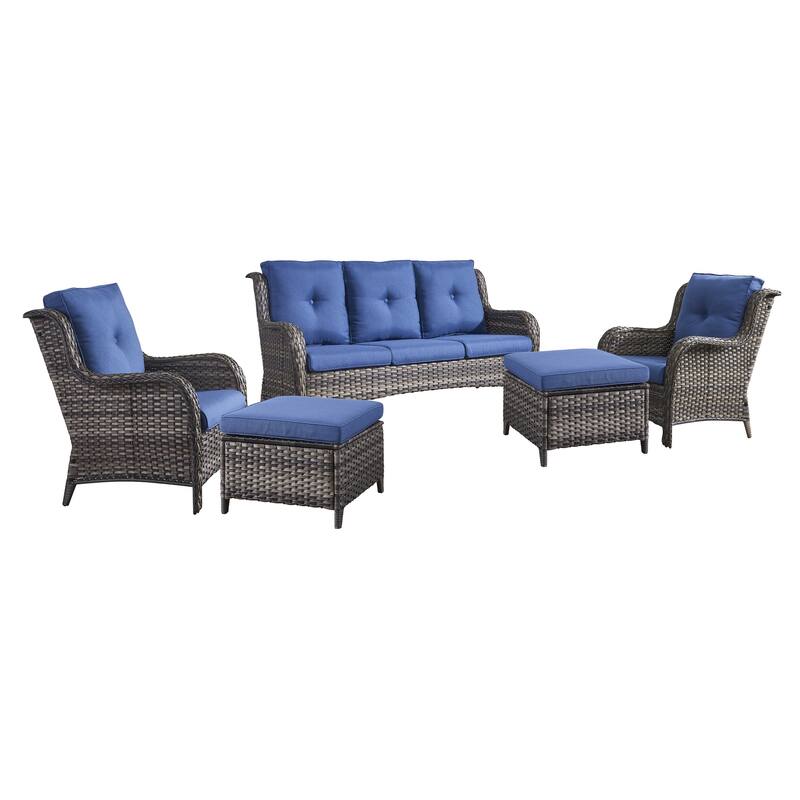 Pocassy 5-Piece Patio Furniture Set with Ottomans