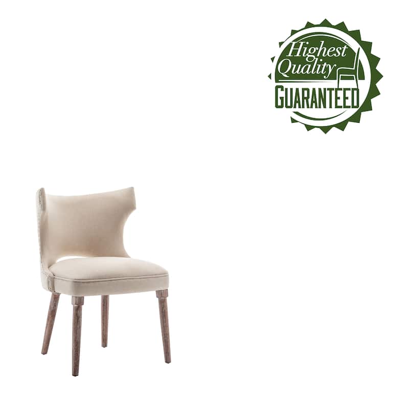 Porthos Home Foras Fabric Wingback Dining Chairs with Rubberwood Legs, Set of 2