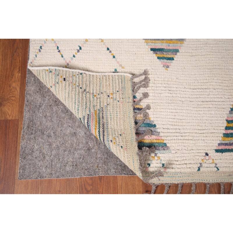 All-Over Trellis Moroccan Oriental Area Rug Hand-Knotted Wool Carpet - 5'11"x 9'5"