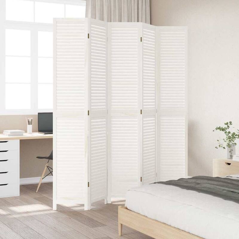 vidaXL Room Divider Privacy Screen Living Room White Solid Wood Paulownia