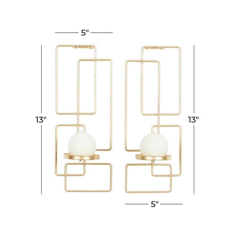 Gold Metal Tealight 2 Plate Geometric Wall Sconce (Set of 2)